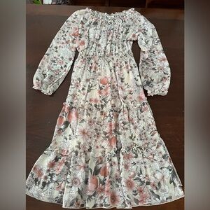 Tea Length Feminine Soft Floral Dress | 8